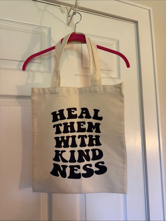 Handbags - Handcrafted Canvas Tote Bag with "Heal Them With Kindness" Print